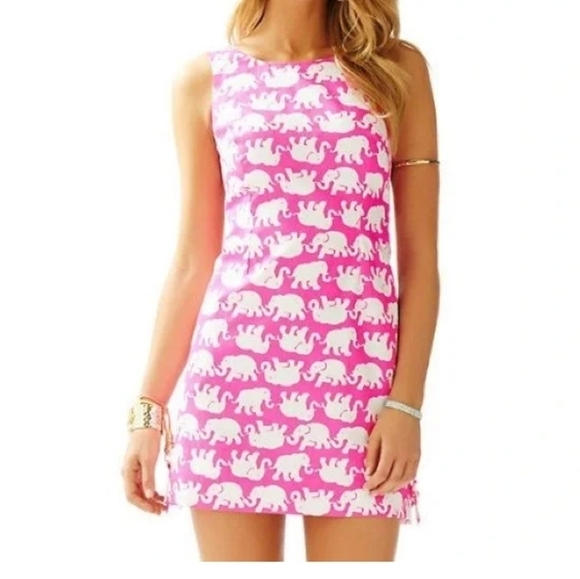 Lilly Pulitzer Dresses & Skirts - Women's Lilly Pulitzer Pink In Sun Delia Dress Shift Size 00  Elephants